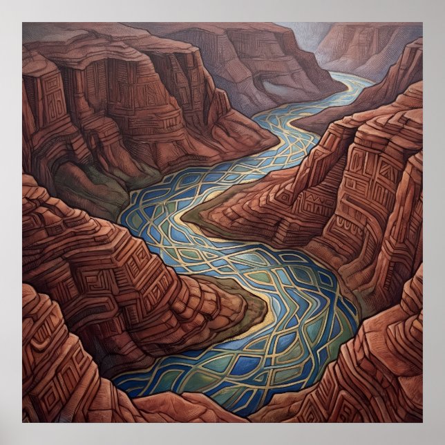 Canyon River Energy Path Andlig Väggkonstaffisch Poster (Framsidan)