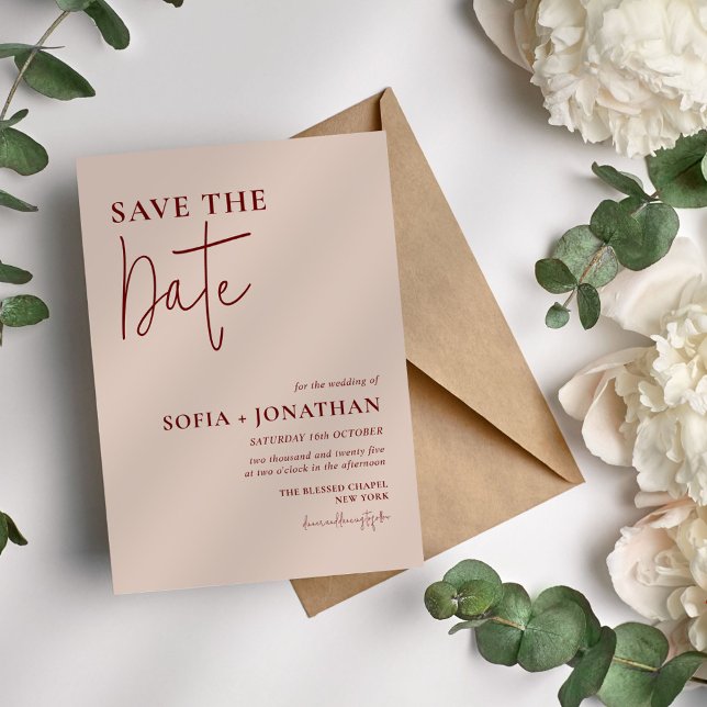 Canyon Rose Minimalistisk Bröllop Spara Datumet (Skapare uppladdad)