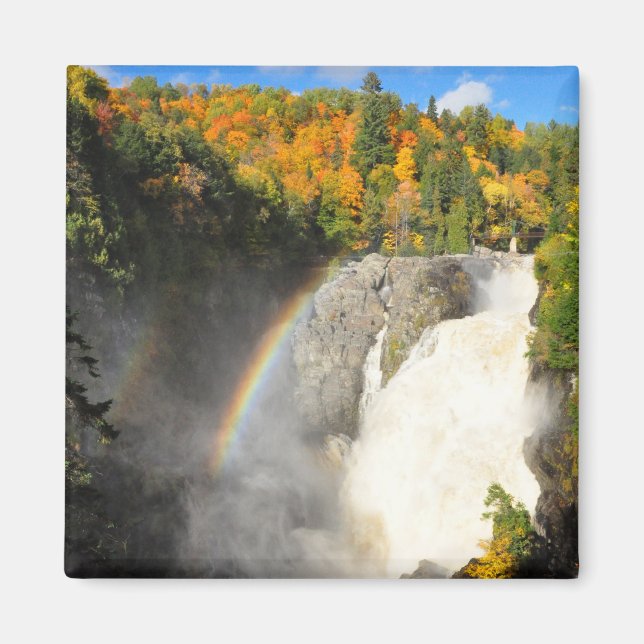 Canyon Sainte-Anne Waterfall Rainbow Quebec Magnet (Framsidan)