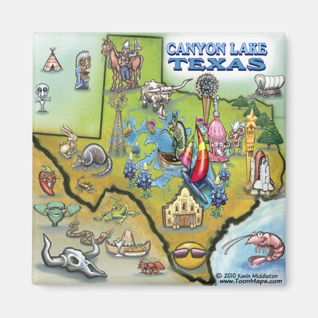 Canyon Sjö TEXAS Karta Magnet (Framsidan)