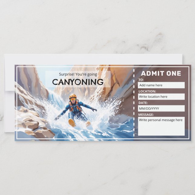 Canyoning-presentkort Inbjudningar (Framsida)