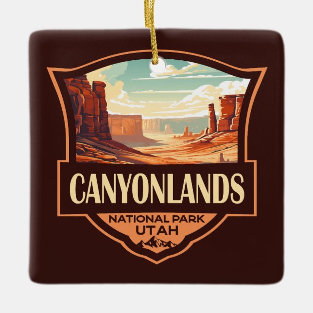Canyonlands nationalpark Illustration Retro Julgransprydnad Keramik (Framsida)