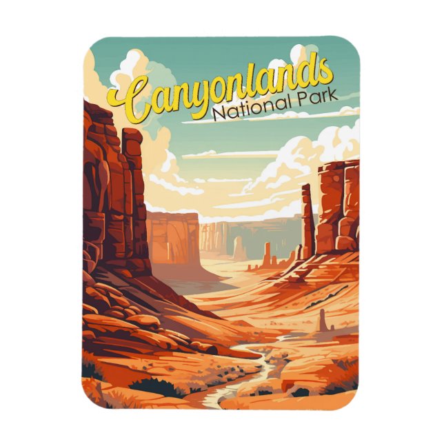 Canyonlands nationalpark Illustration Retro Magnet (Vertikal)