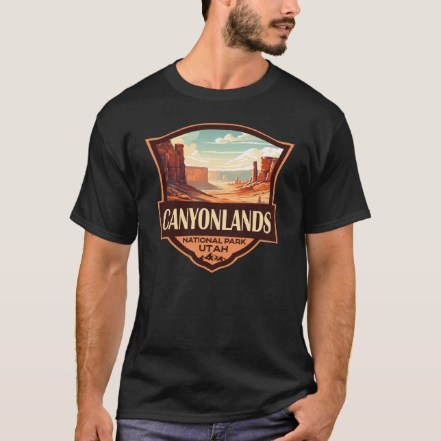 Canyonlands nationalpark Illustration Retro T Shirt (Framsida)