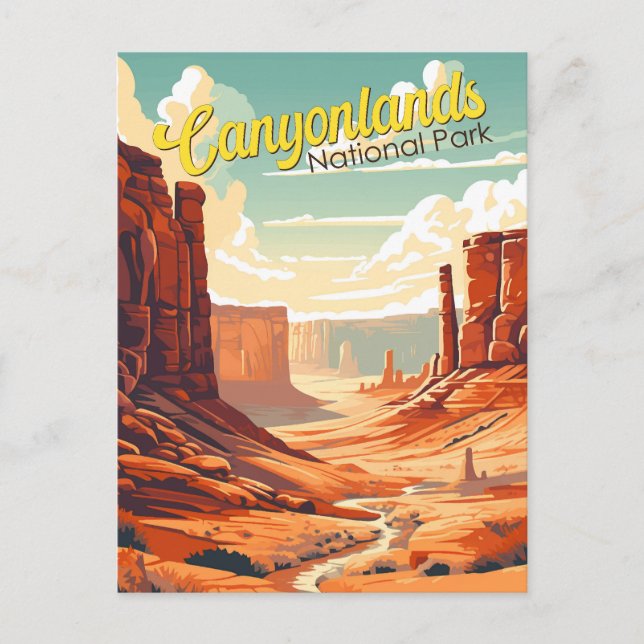 Canyonlands nationalpark Illustration Retro Vykort (Framsida)
