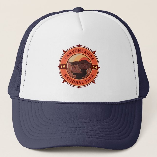 Canyonlands nationalpark Retro Compass Emblem Keps (Framsida)