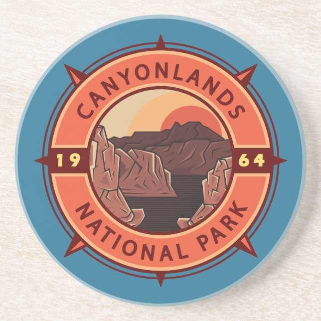 Canyonlands nationalpark Retro Compass Emblem Underlägg (Framsidan)