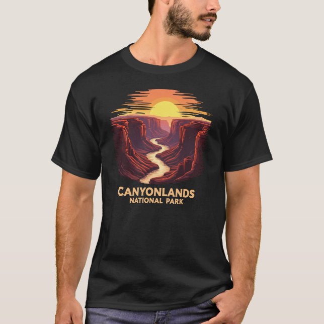 Canyonlands nationalpark Retro Sunset liggande T Shirt (Framsida)