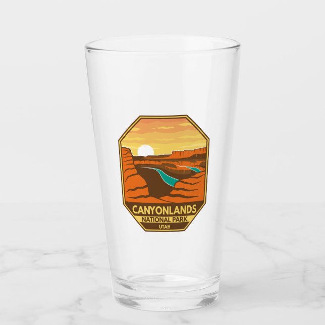 Canyonlands nationalpark Sunset Retro Emblem Glaskopp (Framsida)