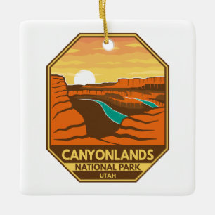 Canyonlands nationalpark Sunset Retro Emblem Julgransprydnad Keramik