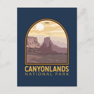 Canyonlands nationalpark Vintage Emblem Vykort