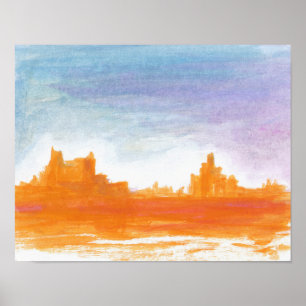 Canyonlandskap Orange blå Abstrakt målning konst Poster