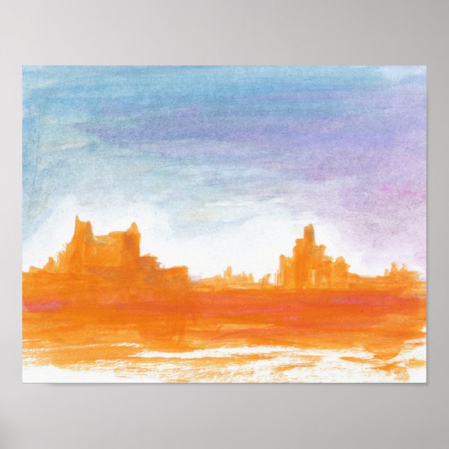 Canyonlandskap Orange blå Abstrakt målning konst Poster (Framsidan)