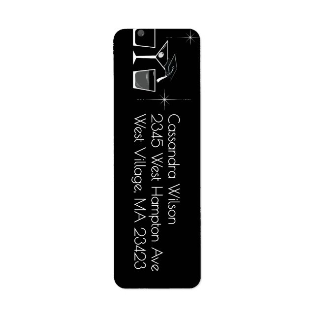 Cap and Cocktail Graduation Party Black Returadress Etikett (Framsidan)