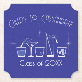 Cap and Cocktail Graduation Party Blue Underlägg Papper