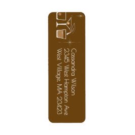 Cap and Cocktail Graduation Party Brown Returadress Etikett