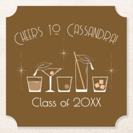 Cap and Cocktail Graduation Party Brown Underlägg Papper