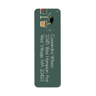 Cap and Cocktail Graduation Party Returadress Etikett