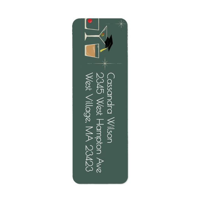 Cap and Cocktail Graduation Party Returadress Etikett (Framsidan)