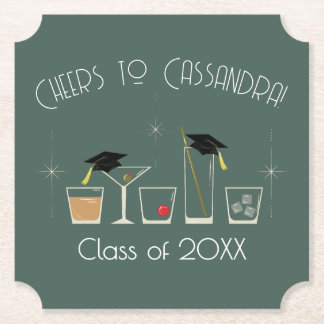 Cap and Cocktail Graduation Party Underlägg Papper