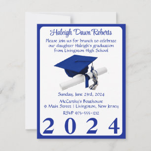 Cap & Diploma Royal Blue Studentfest Inbjudningar