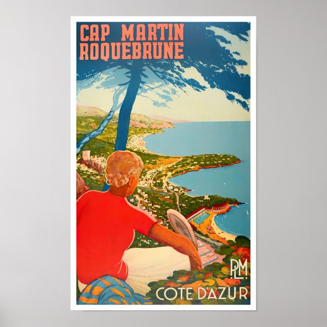 Cap Martin Roquebrune Frankrike vintage resor Poster (Framsidan)