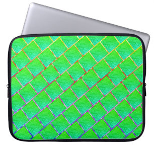 Capa de Laptop, quadros verde azulados, e linhas Laptop Fodral