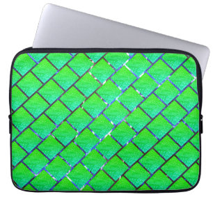 Capa de Laptop, quadros verde azulados, e linhas Laptop Fodral