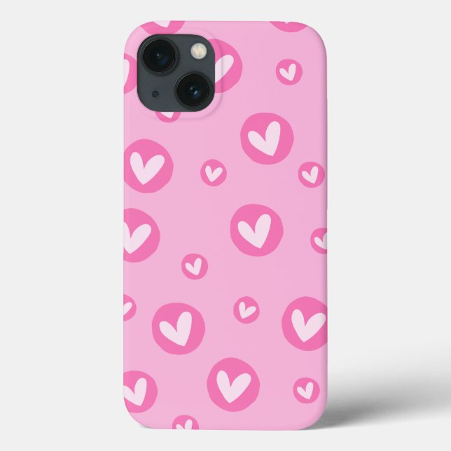 Capa IPhone Padrão de Corações Rosa (Baksida)
