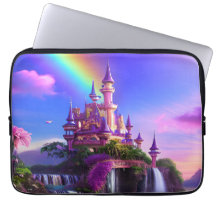 Capa para laptop com paisagem mágica de castelo