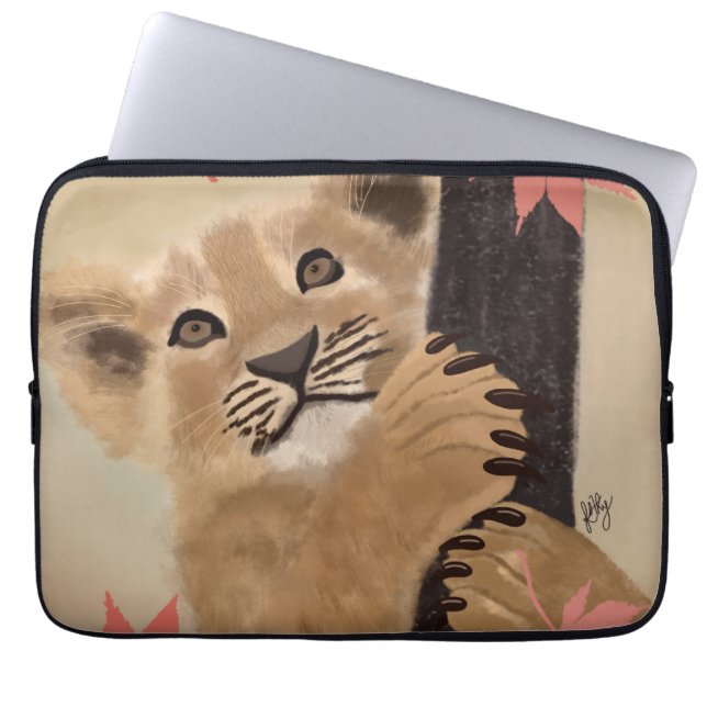 Capa para laptop filhote de leão brincando fodral (Framsidan)