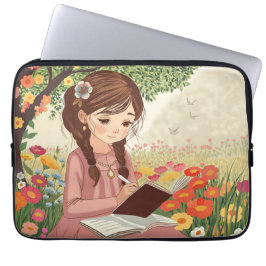 Capa para laptop Menina no Jardim Laptop Fodral