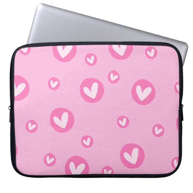 Capa para Portátil Rosa com Corações Laptop Fodral (Framsidan)