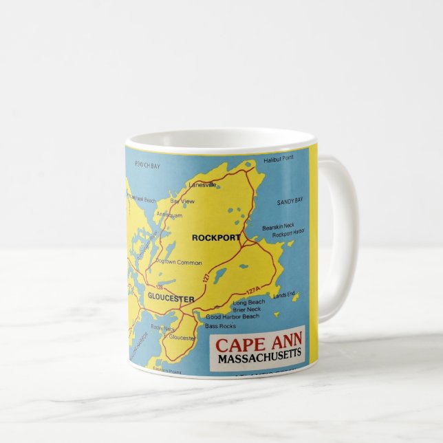 Cape Ann Massachusetts Karta Kaffemugg (Framsida höger)