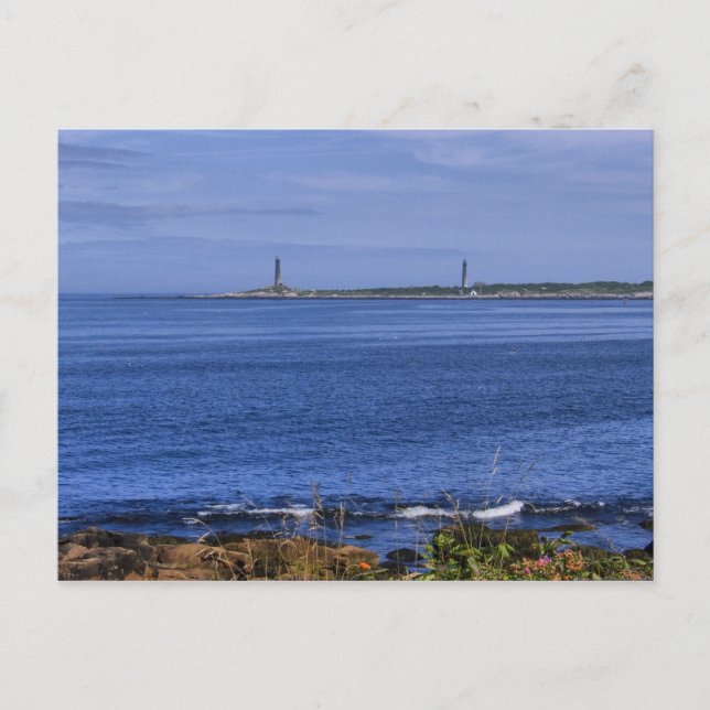 Cape Ann Twin Lighthouses-Postcard Vykort (Framsida)