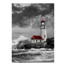 Cape Blanco fyr i svartvitt