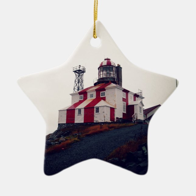 Cape Bonavista Lighthouse Julgransprydnad Keramik (Framsidan)