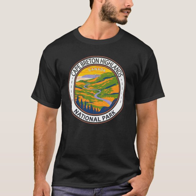 Cape Breton Highlands National Park Canada Badge T Shirt (Framsida)