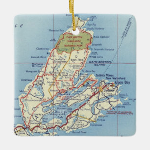 Cape Breton Island 50's Karta Julgransprydnad Keramik