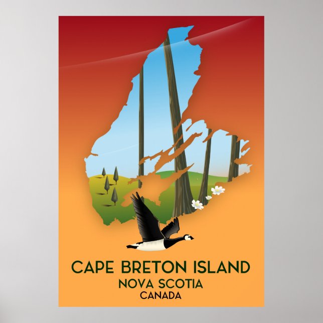 Cape Breton Island nova Scotia Kanada karta Poster (Framsidan)
