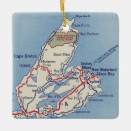 Cape Breton Island Vintage Karta Julgransprydnad Keramik