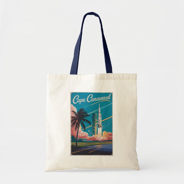 Cape Canaveral Florida Illustration Resa Konst Tygkasse (Framsidan)