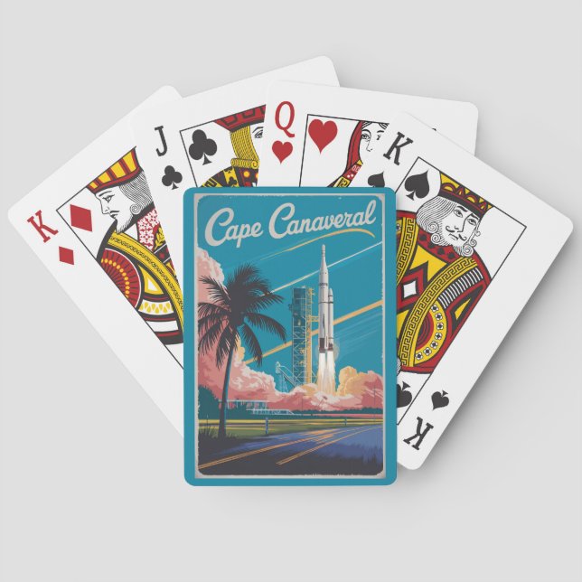 Cape Canaveral Florida Illustration Travel Art Casinokort (Baksidan)