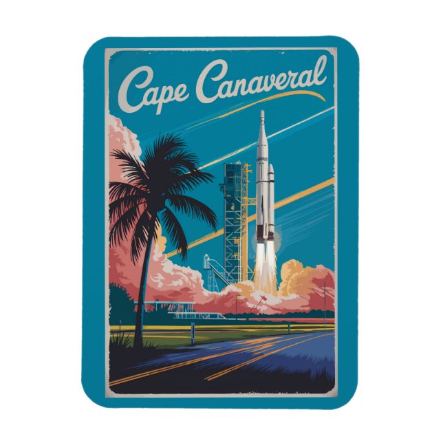 Cape Canaveral Florida Illustration Travel Art Magnet (Vertikal)