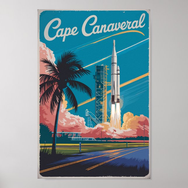 Cape Canaveral Florida Illustration Travel Art Poster (Framsidan)