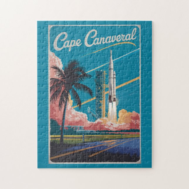 Cape Canaveral Florida Illustration Travel Art Pussel (Vertikal)