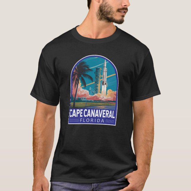 Cape Canaveral Florida Illustration Travel Art T Shirt (Framsida)