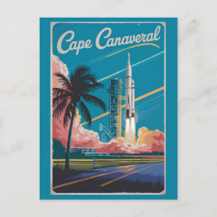 Cape Canaveral Florida Illustration Travel Art Vykort