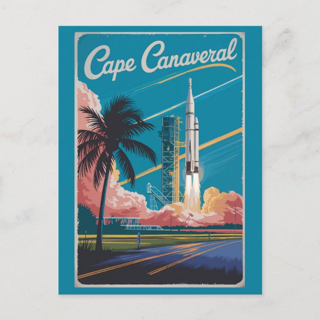 Cape Canaveral Florida Illustration Travel Art Vykort (Framsida)