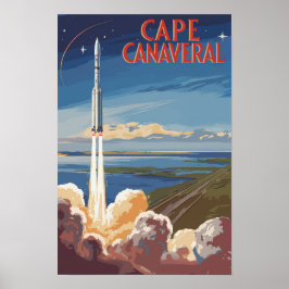 Cape Canaveral Florida Målerisk Resa Konst Retro Poster